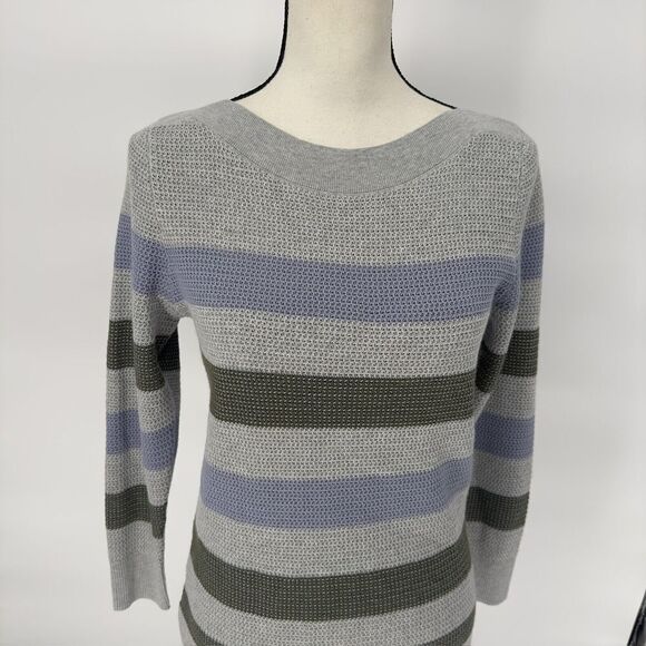 Market & Spruce Boatneck Sweater Stripe Long Sleeve Size X Small Multicolor - Picture 3 of 12